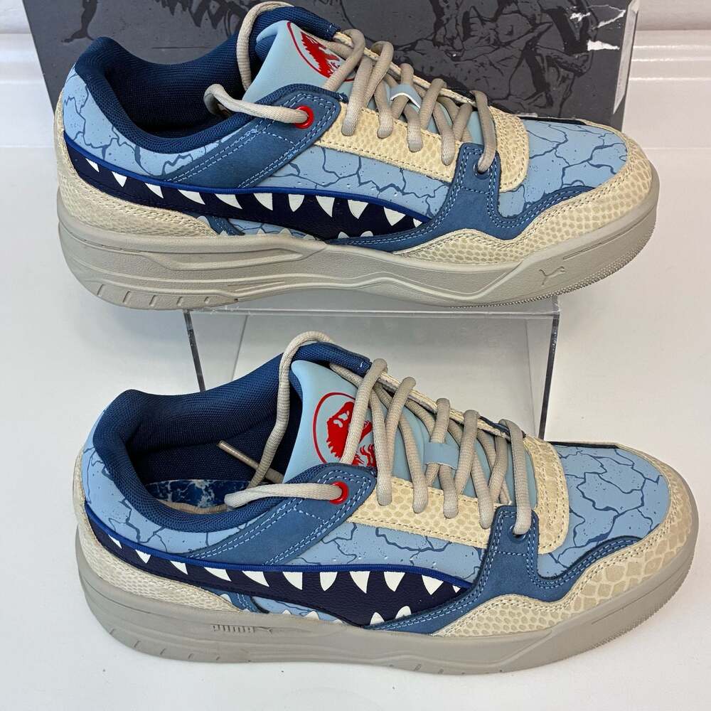 PUMA x Jurassic World Rebound Retro Sneakers Seafoam-Navy-Creamy Vanilla - Picture 5 of 12